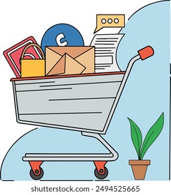 flat design chart online marketing