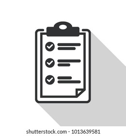 Flat design of checklist icon isolated on transparent background.  To-do list vector illustration. Fill form concept