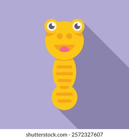 Flat design of a cheerful yellow cartoon worm with a big smile