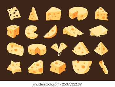 Conjunto de elementos de ilustración de queso de diseño plano