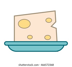 flat design cheese on plate icon vector illustration