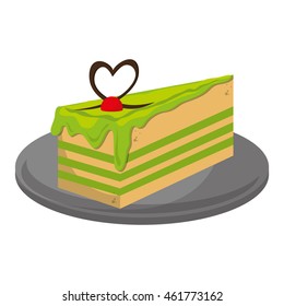 flat design cheesecake slice icon vector illustration