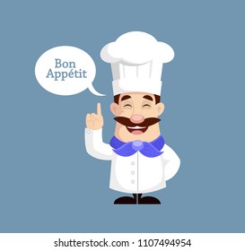 Flat Design Chef Bon Appetit Vector Illustration