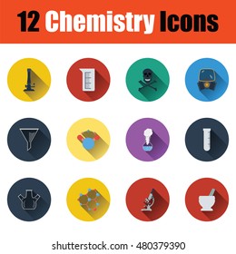 Flat design chemistry icon set in ui colors. Vector illustration.