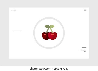 flat design cherries valentine-themed icon on a white background