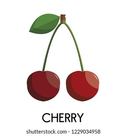 Flat design cherry icon illustration in vector on white background.