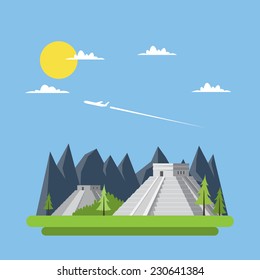 Flat design of Chi chen Itza Mexico illustraion vector