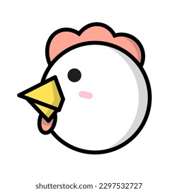 Flat design chicken icon. Vector.