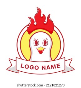 Logo de pollo de diseño plano para el restaurante