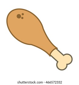 flat design chicken thigh drumstick icon vector illustration