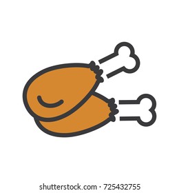 Flat design chicken thighs. Vector illustration.