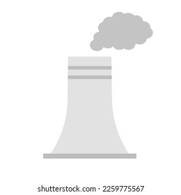 Flat design chimney and emitted smoke. Vector.