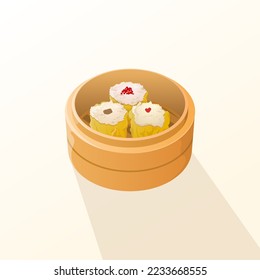 Flaches Design chinesische Klammern. Dim-Summenillustration