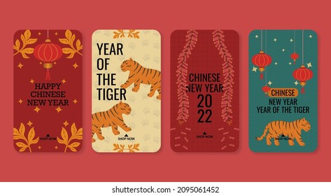 Flat Design Chinese New Year For Social Media Stories Collection