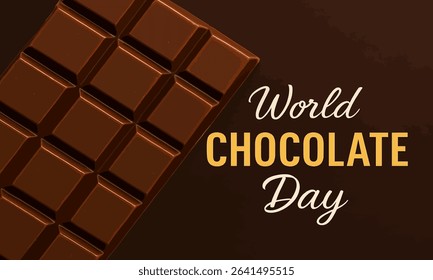 Flat design chocolate bar poster for World Chocolate Day. Ideal for modern, clean, and minimal chocolate celebration graphics.