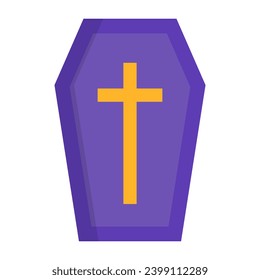 Flaches Design Christian Sarg Symbol. Vektorgrafik.
