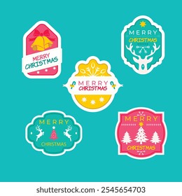 Flat Design Christmas Badge Collection