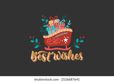 Flat design christmas badge full color design free vector editable background