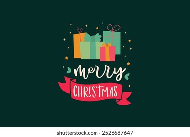 Flat design christmas badge full color design free vector editable background