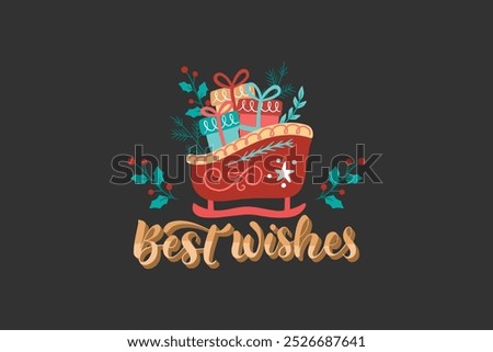 Flat design christmas badge full color design free vector editable background