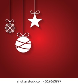 Flat design Christmas ball, Snow flake and Star with Copy Space 