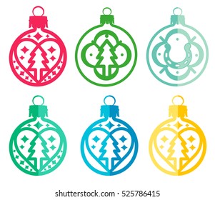 Flat design Christmas ball. Symbol of Happy New Year, Xmas holiday, celebration, winter. 