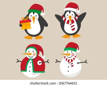 Flat design christmas characters collection  vector 