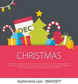 Flat design christmas concept. A set of flat design elements.