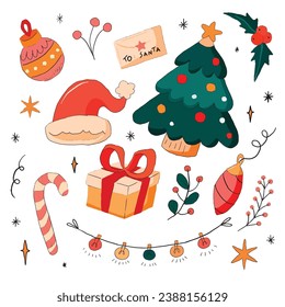 Flat design christmas element collection