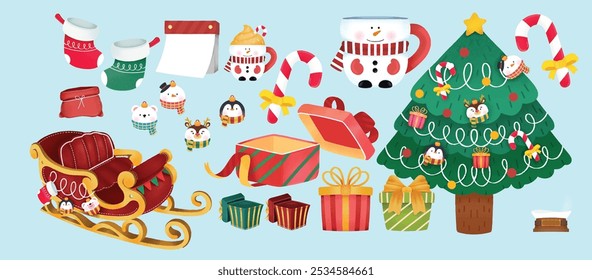 Colección plana del elemento de la Navidad del diseño