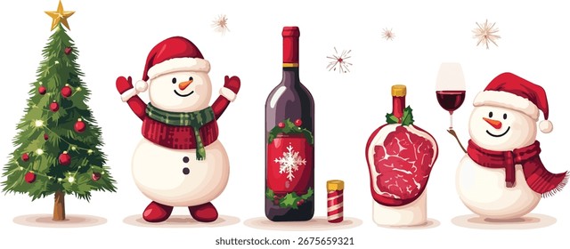 Flat design christmas element collection