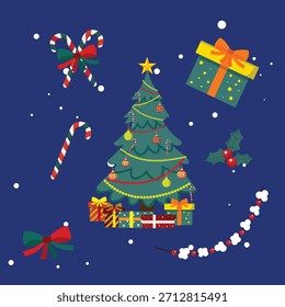 Colección plana del elemento de la Navidad del diseño