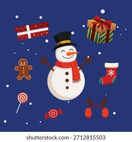 Colección plana del elemento de la Navidad del diseño