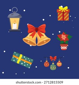 Coleção de elementos de natal de design plano
