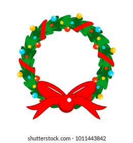 Flat Design Christmas Fully Decorated Garland Vector Graphic Illustration Sign Symbol Design