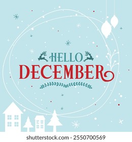 Flat design Christmas Hello December