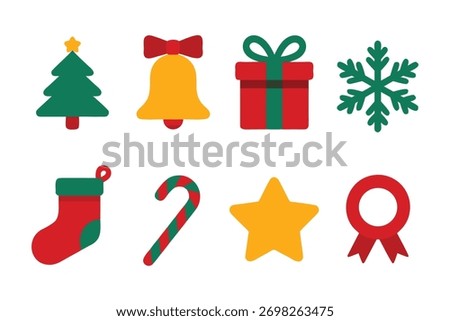 Flat design christmas holiday elements collection