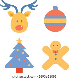 Flat Design Christmas Icons Set