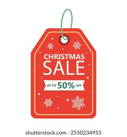 Flat design christmas sale concept. Christmas sale card. Sale or discount banner christmas holiday seasons.