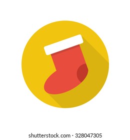 Flat design christmas sock icon isolated on white background
