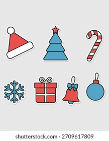 Flat design Christmas sticker set