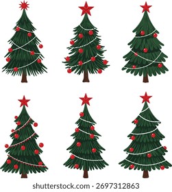 Flat design christmas tree collection