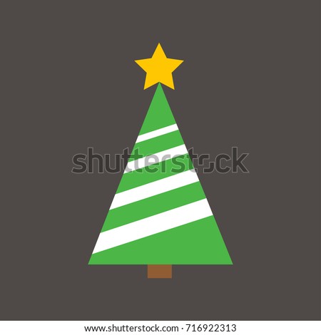 Flat Design Of Christmas Tree With Cross Striped On The Dark Grey Background For Festive Flat Design Of Christmas Tree With Cross Striped On The Dark Grey Background For Festive