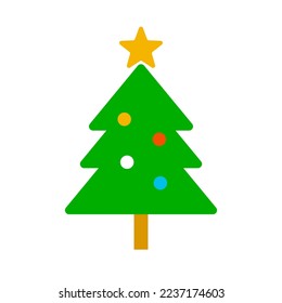 Flat design Christmas tree icon. Christmastime. Vector.