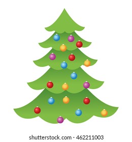 flat design christmas tree icon vector illustration