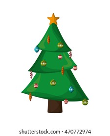 flat design christmas tree icon vector illustration