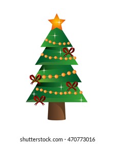 flat design christmas tree icon vector illustration