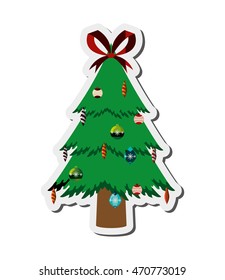 flat design christmas tree icon vector illustration