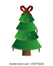 flat design christmas tree icon vector illustration