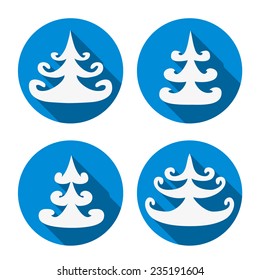 flat design christmas trees set